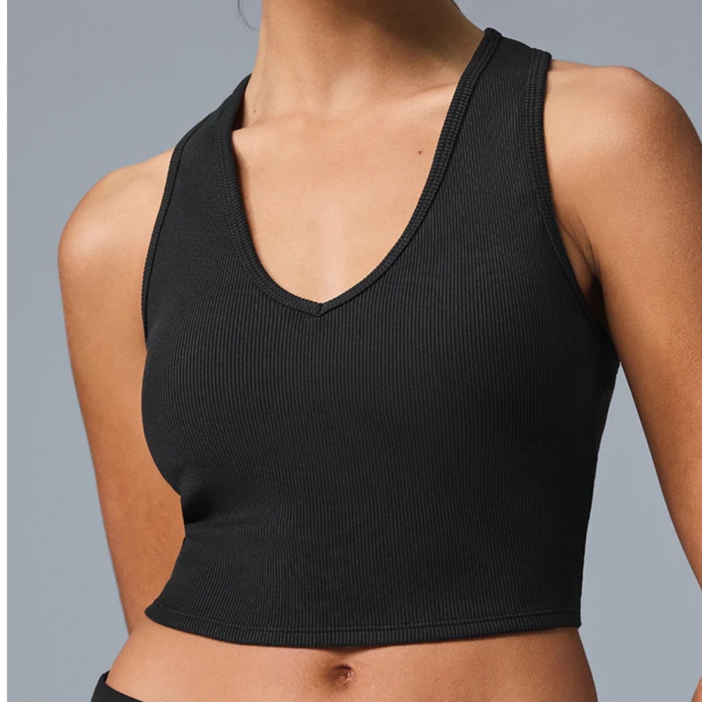 ALO Goddess Ribbed Cropped Racerback Tank